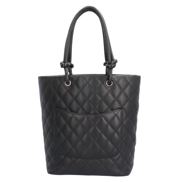CHANEL Tote Medium Cambon Bag Leather Black Women's - Picture 3 of 8